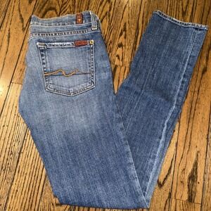 7 Seven For All Mankind Roxanne Womens Size 27 Low Rise Stretch Distressed Jean